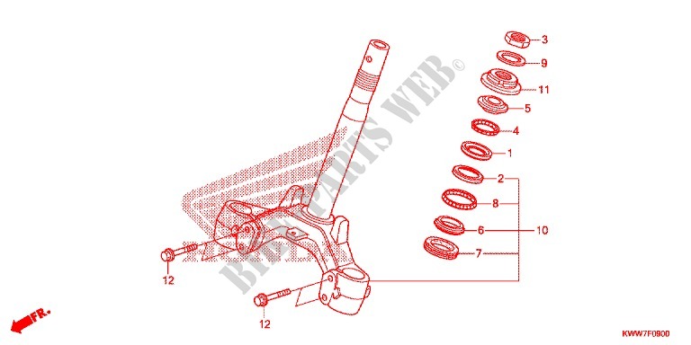 TE DE FOURCHE pour Honda WAVE 110 front brake disk de 2012