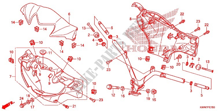 GUIDON   CARENAGE pour Honda WAVE 110 disque frein avant de 2013