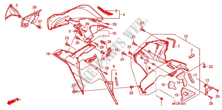 CARENAGES INFERIEUR (D.) (CBR600RR9,A,B/RA9,A,B) pour Honda CBR 600 RR de 2009