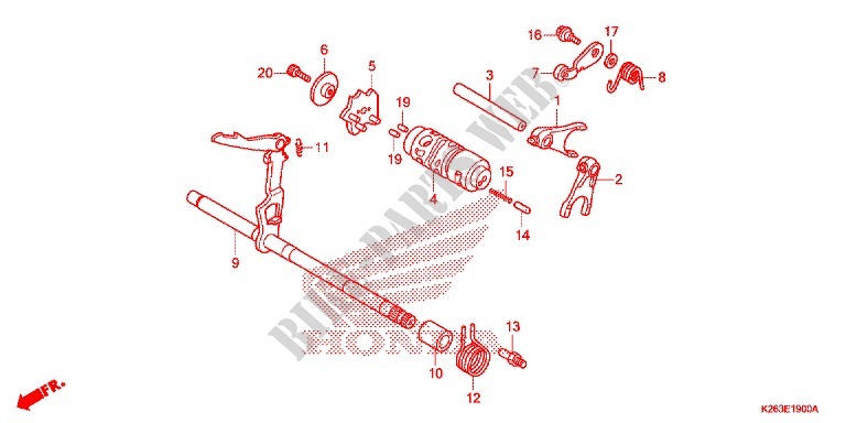 BARILLET DE SELECTION pour Honda MSX 125 de 2013