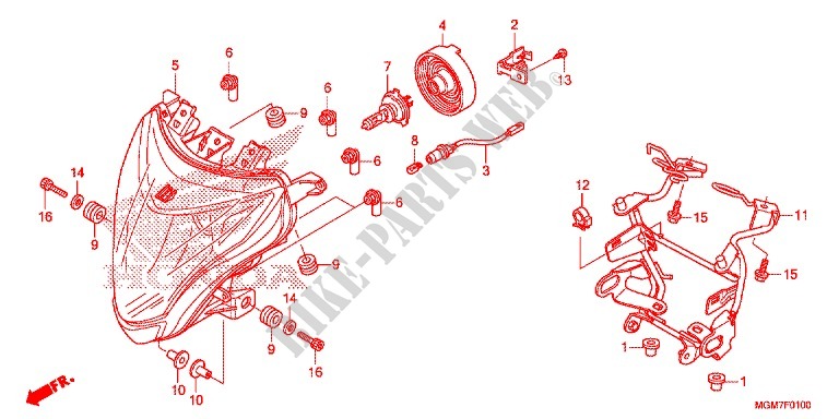 PHARE pour Honda CB 600 F HORNET ABS de 2013