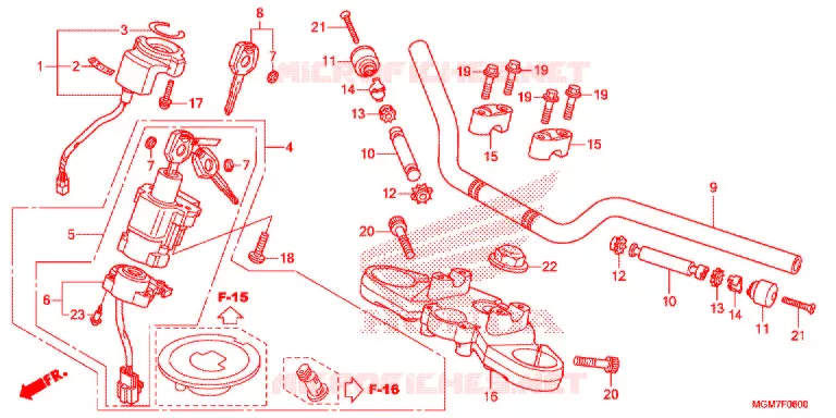 GUIDON - TE DE FOURCHE Honda MOTO 600 HORNET 2013  CB600FAD