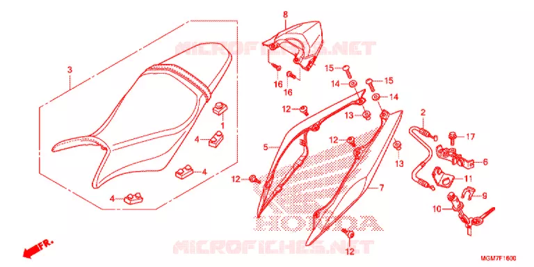 SELLE - CARENAGE ARRIERE Honda MOTO 600 HORNET 2013  CB600FAD