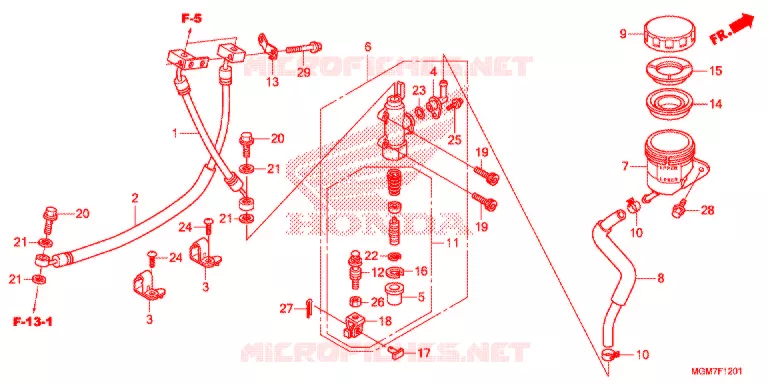MAITRE CYLINDRE DE FREIN ARRIERE (CB600FA) Honda MOTO 600 HORNET 2013  CB600FAD