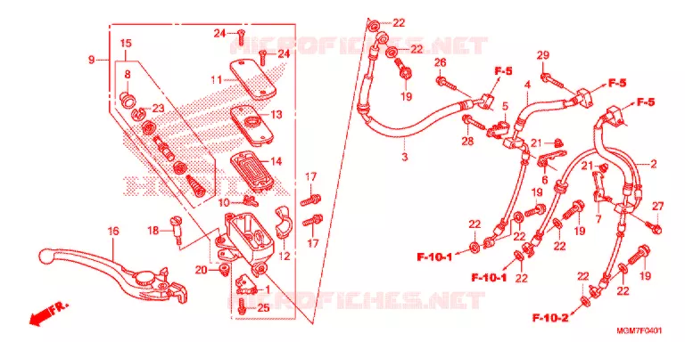MAITRE CYLINDRE DE FREIN AVANT (CB600FA) Honda MOTO 600 HORNET 2013  CB600FAD