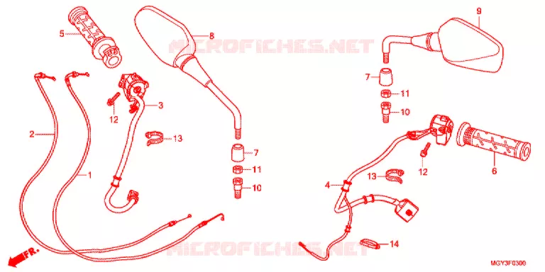 COMMODO - LEVIER - CABLE Honda MOTO 800 CROSSRUNNER 2012  VFR800XC