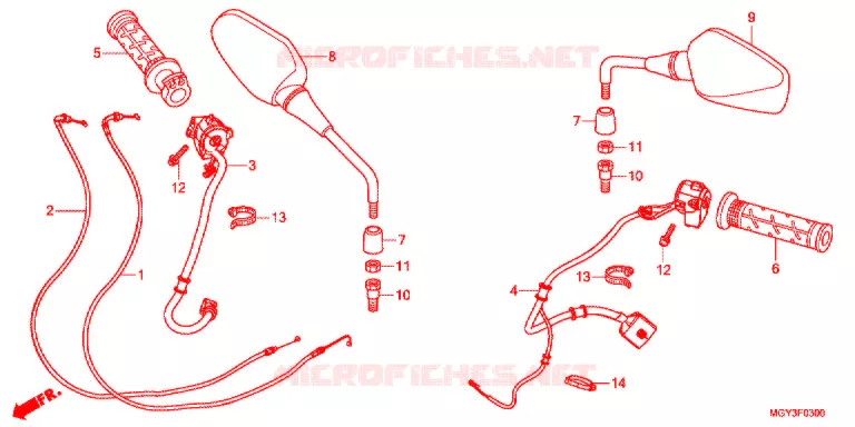 COMMODO - LEVIER - CABLE Honda MOTO 800 CROSSRUNNER 2012  VFR800XC