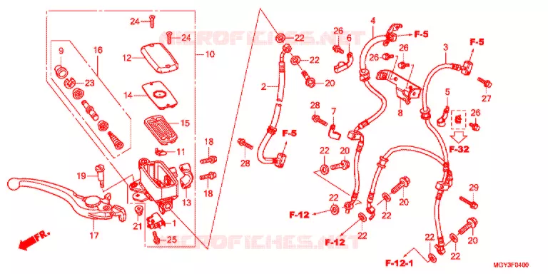 MAITRE CYLINDRE DE FREIN AVANT Honda MOTO 800 CROSSRUNNER 2012  VFR800XC
