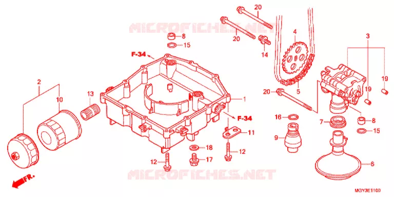CARTER - POMPE - FILTRE A HUILE Honda MOTO 800 CROSSRUNNER 2012  VFR800XC