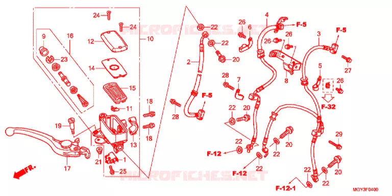 MAITRE CYLINDRE DE FREIN AVANT Honda MOTO 800 CROSSRUNNER 2012  VFR800XC