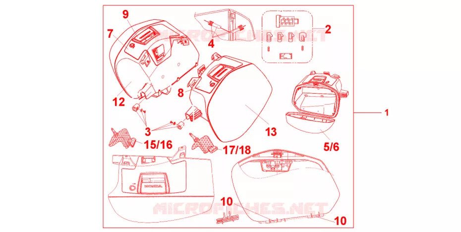 VALISES PEARL FADELESS WHITE Honda MOTO 800 CROSSRUNNER 2012  VFR800XC