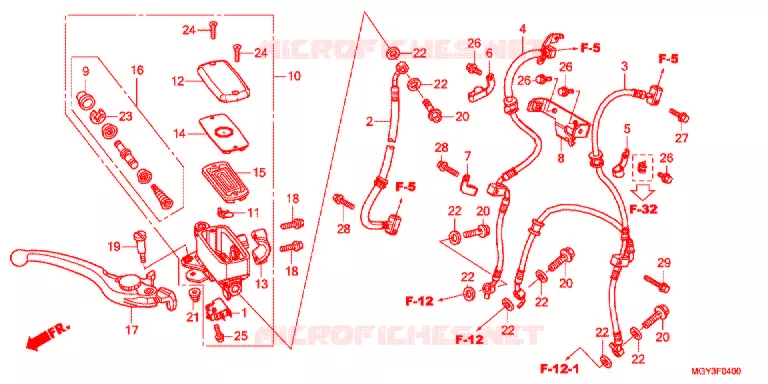 MAITRE CYLINDRE DE FREIN AVANT Honda MOTO 800 CROSSRUNNER 2012  VFR800XC