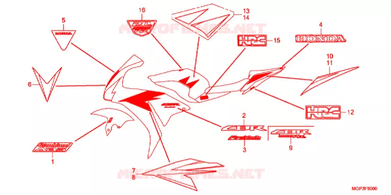 AUTOCOLLANTS (CBR1000RRC/RAC) Honda MOTO 1000 CBR 2012  CBR1000RAC