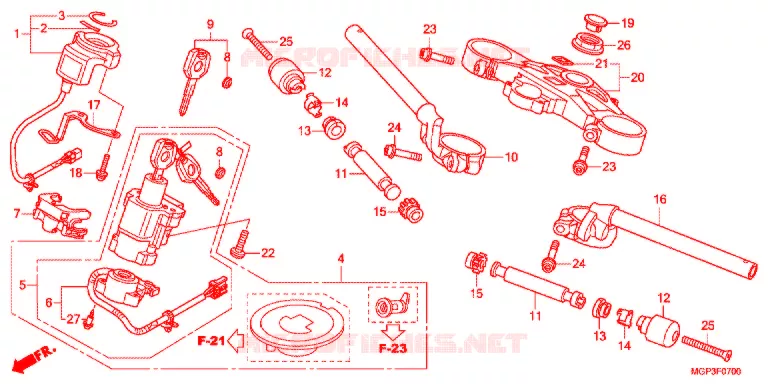 GUIDON - TE DE FOURCHE (CBR1000RRC/D/RAC/D) Honda MOTO 1000 CBR 2012  CBR1000RAC