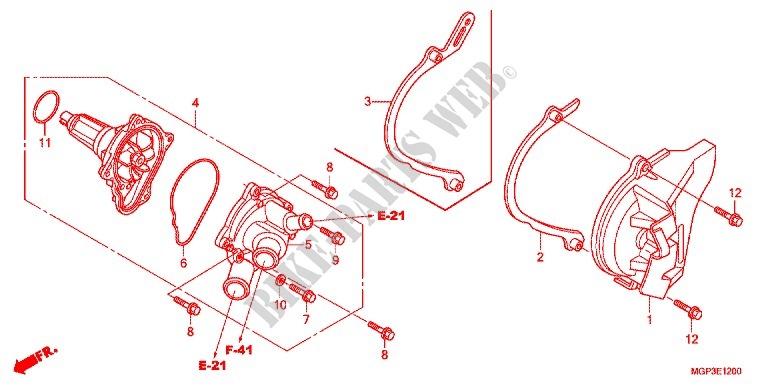 POMPE A EAU pour Honda CBR 1000 RR ABS NOIRE de 2012