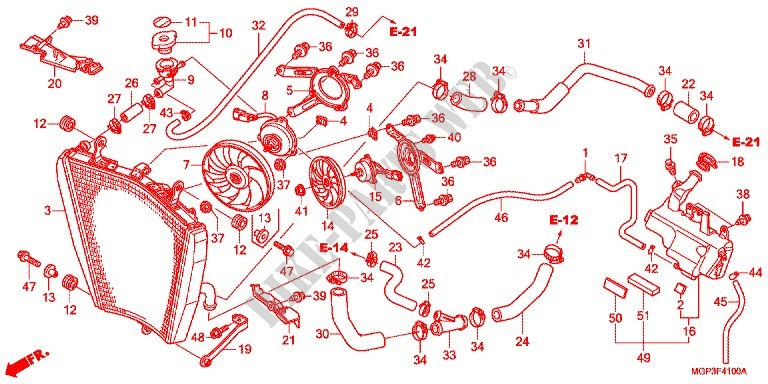 RADIATEUR pour Honda CBR 1000 RR FIREBLADE TRICOLOUR de 2014