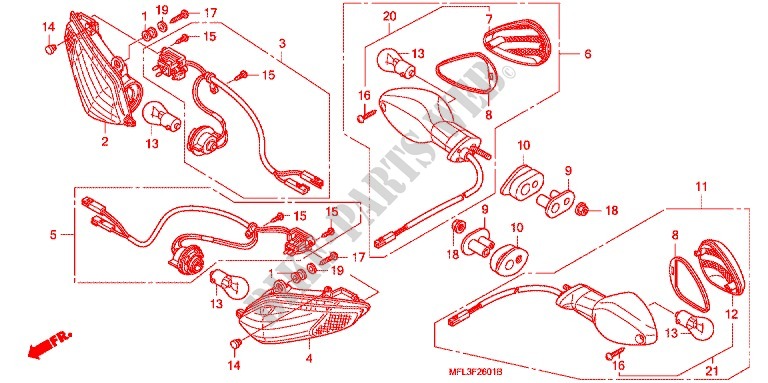 CLIGNOTANT (CBR1000RR9,A,B/RA9,A,B) pour Honda CBR 1000 RR ABS de 2009