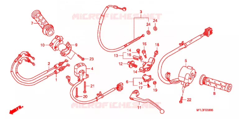 LEVIER DE GUIDON - CABLE - COMMODO Honda MOTO 1000 CBR 2009  CBR1000RA9
