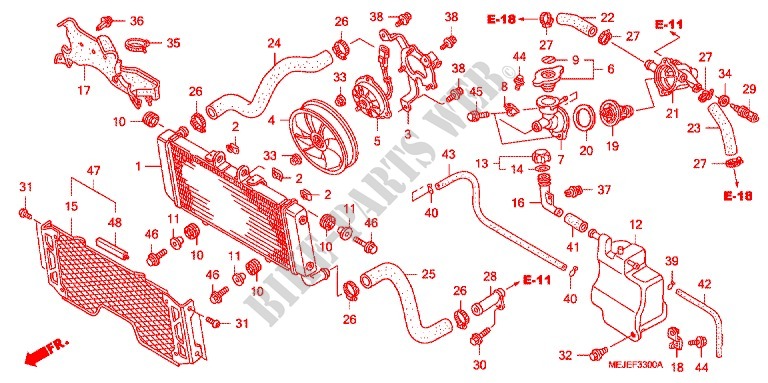 RADIATEUR (CB1300/S) pour Honda CB 1300 SUPER FOUR de 2007