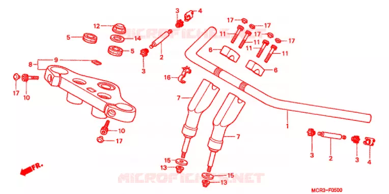 GUIDON - TE DE FOURCHE Honda MOTO 750 VT 2002  VT750DC2