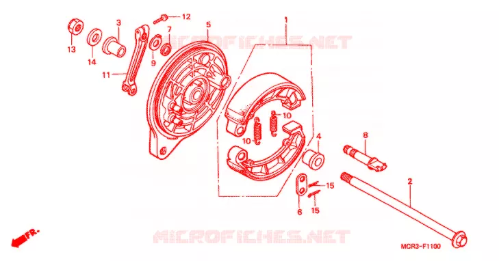 FLASQUE - MACHOIRES DE FREIN ARRIERE Honda MOTO 750 VT 2002  VT750DC2