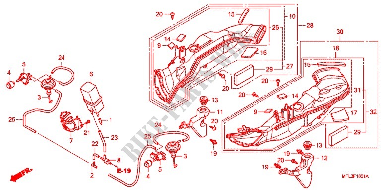 CONDUITS D'ADMISSION pour Honda CBR 1000 RR FIREBLADE de 2009