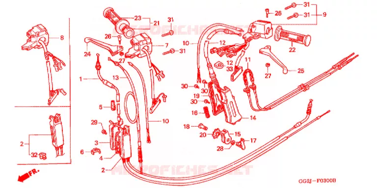 LEVIER DE GUIDON - CABLE - COMMODO Honda SCOOTER 50 GYRO 2006  NJ50MD5