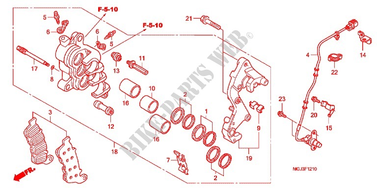 ETRIER DE FREIN AVANT DROIT (CBF1000FA/FS/FT) pour Honda CBF 1000 F ABS 98HP de 2010