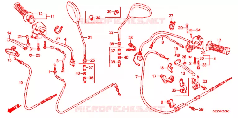 LEVIER DE GUIDON - CABLE - COMMODO Honda SCOOTER 50 ZOOMER 2004  NPS505