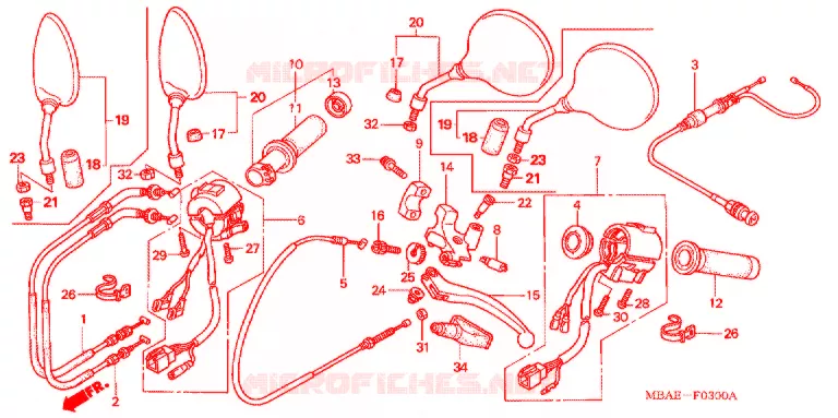 COMMUTATEUR/CABLE  Honda MOTO 750 SHADOW 2001  VT750C21
