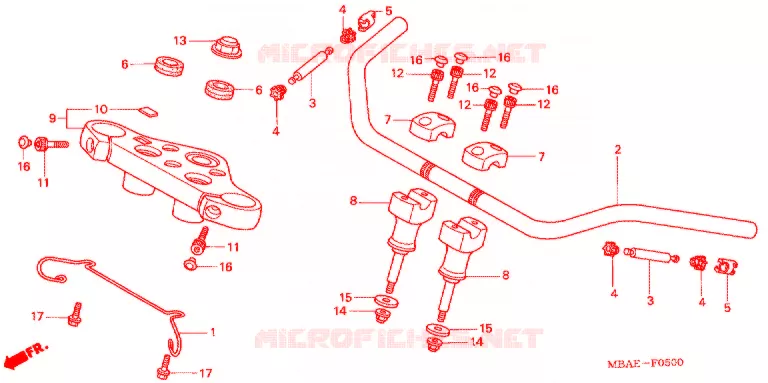 GUIDON - TE DE FOURCHE Honda MOTO 750 SHADOW 2001  VT750C21