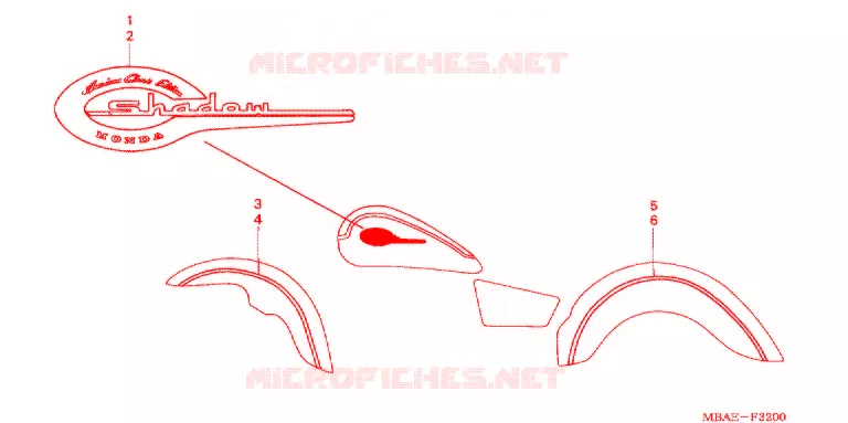 AUTOCOLLANTS Honda MOTO 750 SHADOW 2001  VT750C21