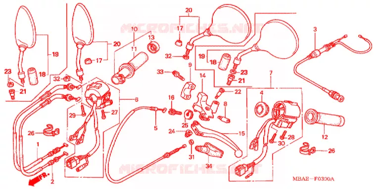 COMMUTATEUR/CABLE  Honda MOTO 750 SHADOW 2001  VT750C21