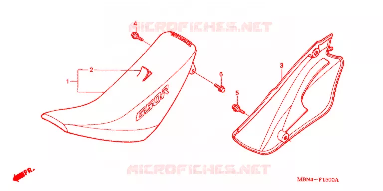 SELLE - COUVERCLE LATERAL DROIT Honda MOTO 650 XR 2005  XR650R5
