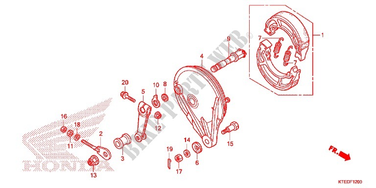 FLASQUE   MACHOIRES DE FREIN ARRIERE pour Honda CBF 125 de 2012