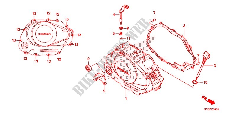 CARTER MOTEUR DROIT pour Honda CBF 125 de 2012