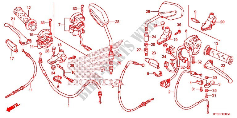 LEVIER DE GUIDON   CABLE   COMMODO pour Honda CBF 125 de 2012