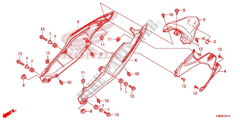 CARENAGES ARRIERE pour Honda CBF 160 UNICORN de 2016