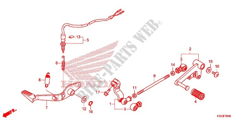 PEDALE pour Honda CBR 300 ORANGE de 2016