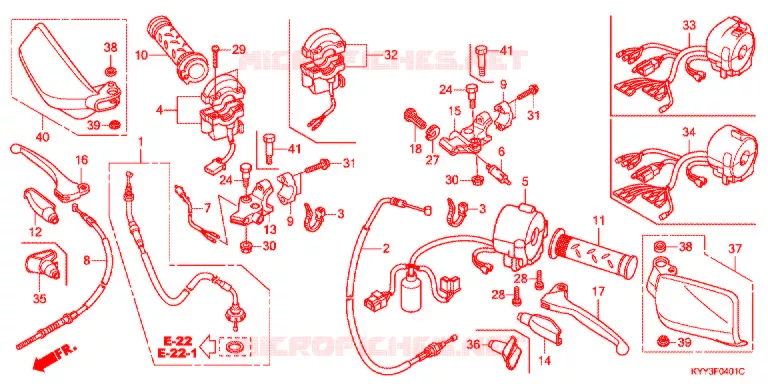 LEVIER DE GUIDON - CABLE - COMMODO (2) Honda MOTO 125 ACE 2015  CGX125SHF