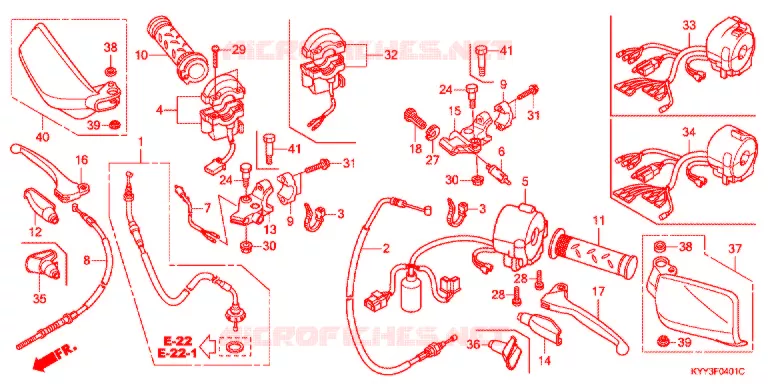 LEVIER DE GUIDON - CABLE - COMMODO (2) Honda MOTO 125 ACE 2016  CGX125SHF