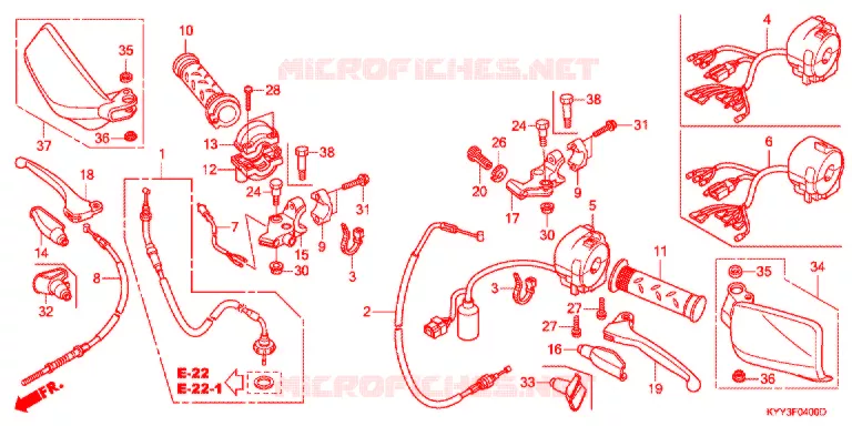 LEVIER DE GUIDON - CABLE - COMMODO (1) Honda MOTO 125 ACE 2015  CGX125SHF