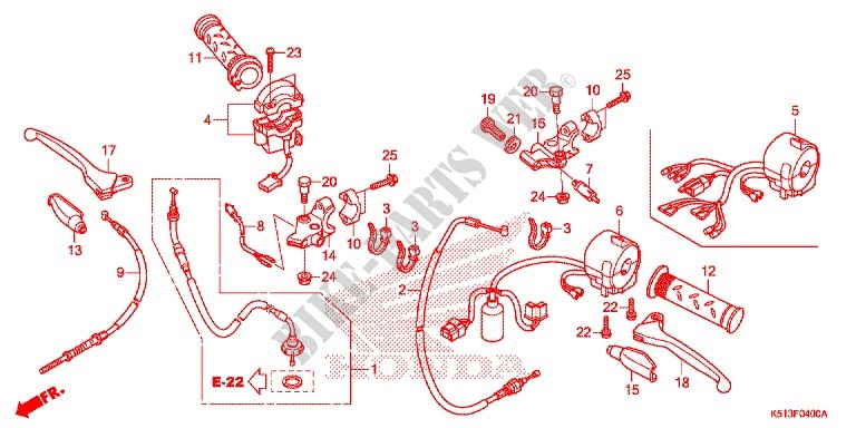 LEVIER DE GUIDON   CABLE   COMMODO pour Honda CGX 125 de 2014
