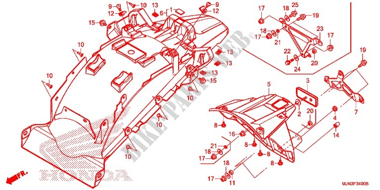 GARDE BOUE ARRIERE pour Honda CTX 1300 ABS de 2015