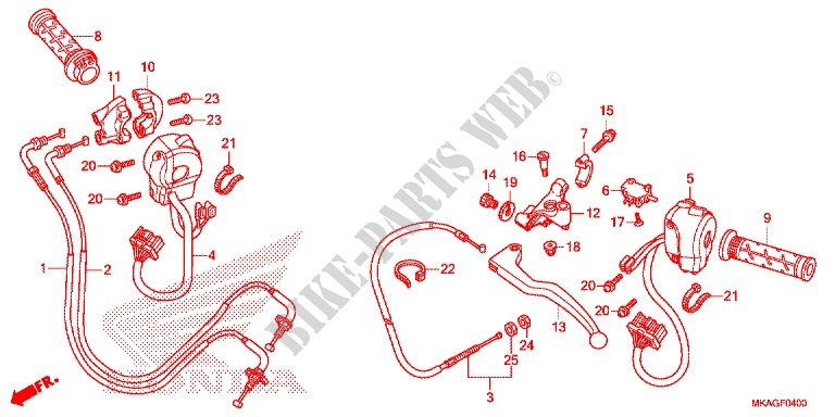 LEVIER DE GUIDON   CABLE   COMMODO (NC750S/SA) pour Honda NC 750 S de 2016