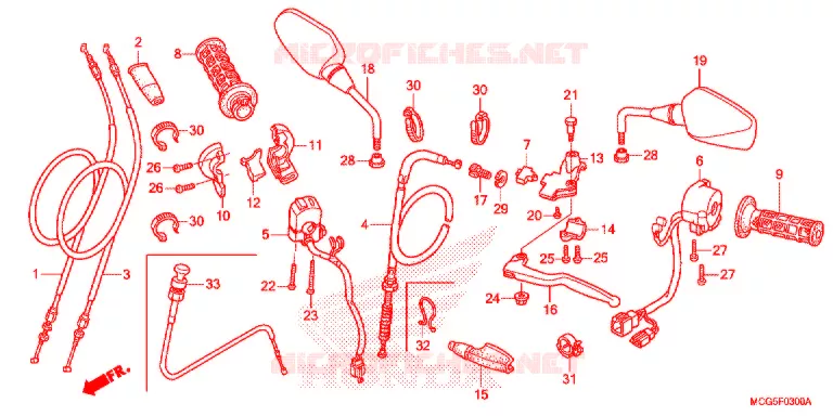 LEVIER DE GUIDON - CABLE - COMMODO Honda MOTO 400 NX 2014  NX400D