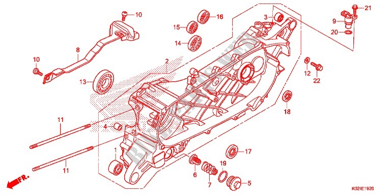 CARTER DE VILEBREQUIN GAUCHE pour Honda SH 150 ABS D SPECIAL 5ED de 2016