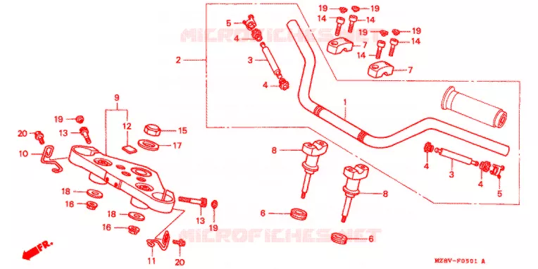GUIDON - TE DE FOURCHE (2) Honda MOTO 600 SHADOW 1999  VT600CX