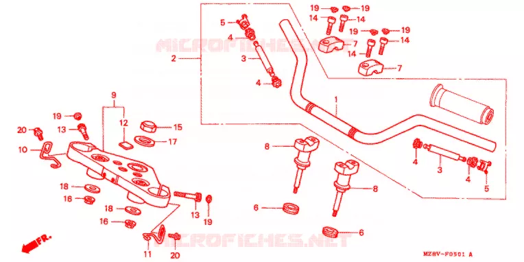 GUIDON - TE DE FOURCHE (2) Honda MOTO 600 SHADOW 1999  VT600CX