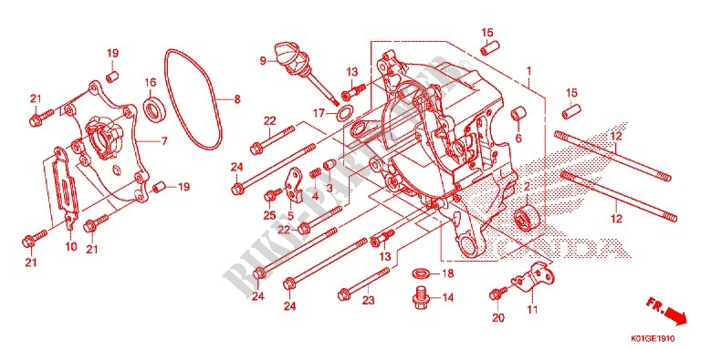 CARTER DE VILEBREQUIN DROIT pour Honda SH 125 ABS D SPECIAL 3ED de 2016